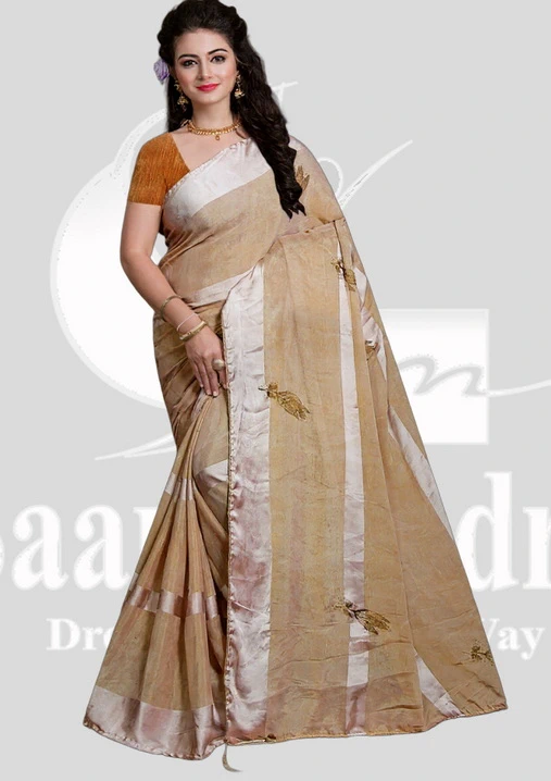 Lace Printed Saree &ndash; UBR &ndash; Beige Mix